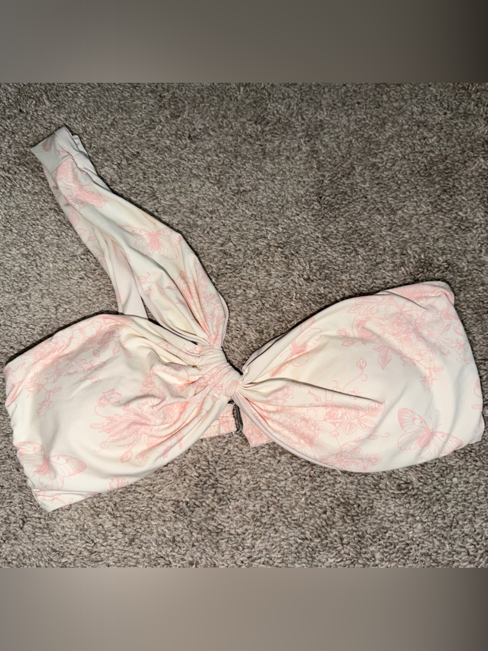 Dippin' Daisy's Cream Bikini Top with Pale Pink Butterfly Print Medium